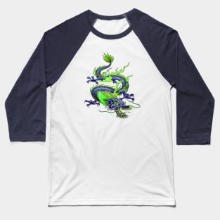 Chinese Green And Blue Spring Dragon Mythical Creature 2 Baseball T-Shirt